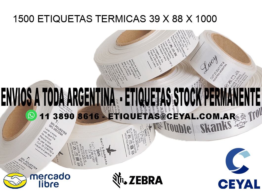 1500 ETIQUETAS TERMICAS 39 x 88 x 1000