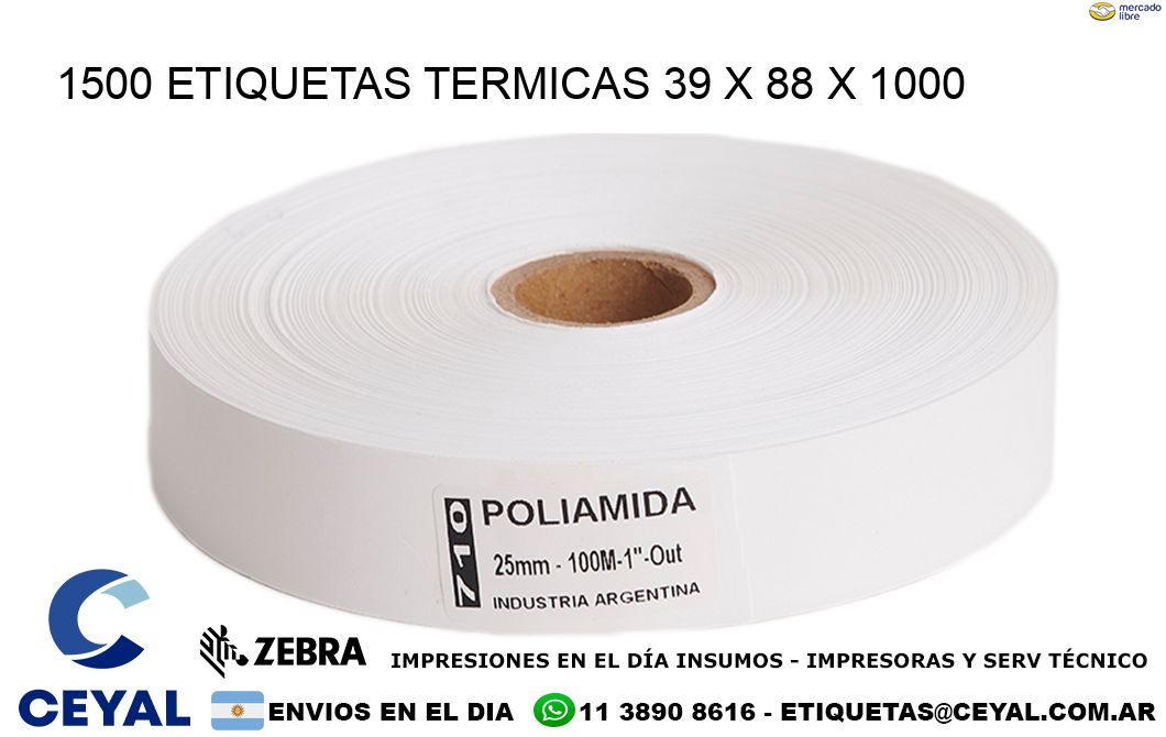 1500 ETIQUETAS TERMICAS 39 x 88 x 1000