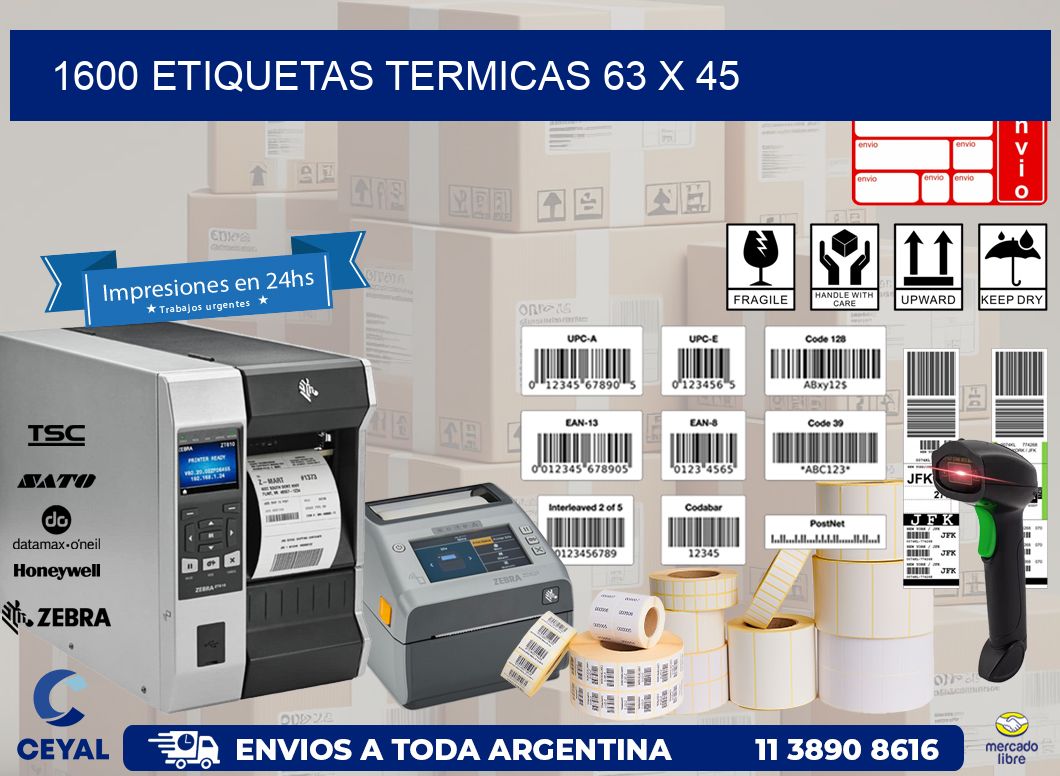 1600 ETIQUETAS TERMICAS 63 x 45