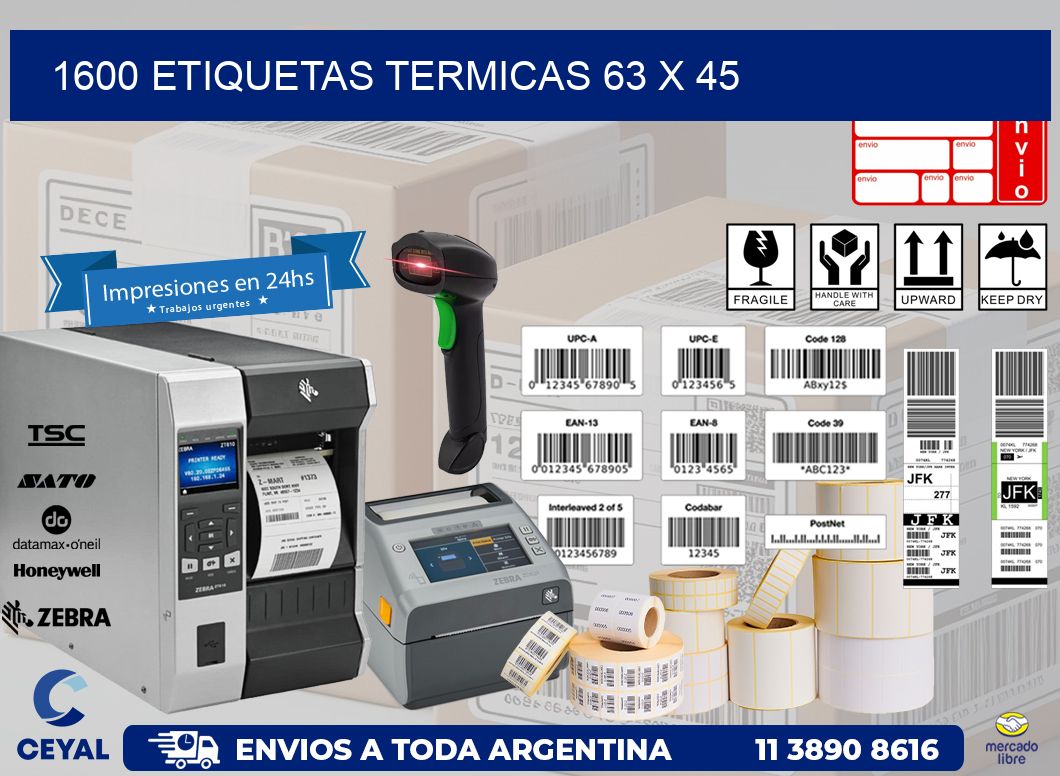 1600 ETIQUETAS TERMICAS 63 x 45