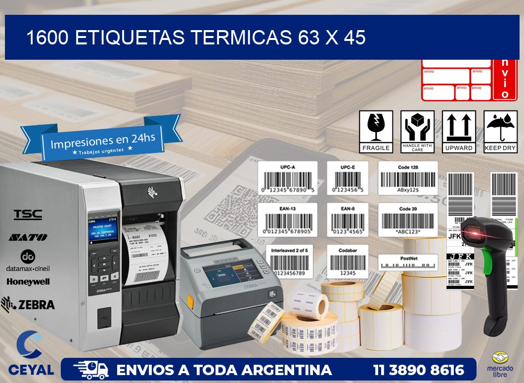 1600 ETIQUETAS TERMICAS 63 x 45