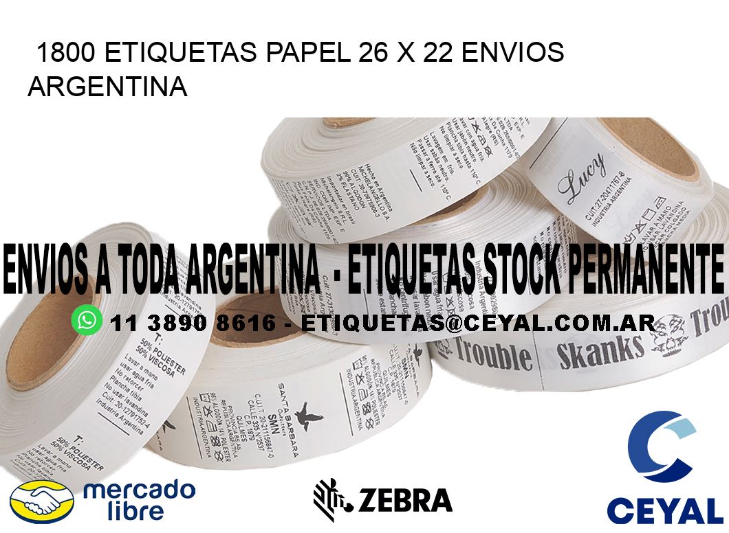 1800 ETIQUETAS PAPEL 26 x 22 ENVIOS ARGENTINA