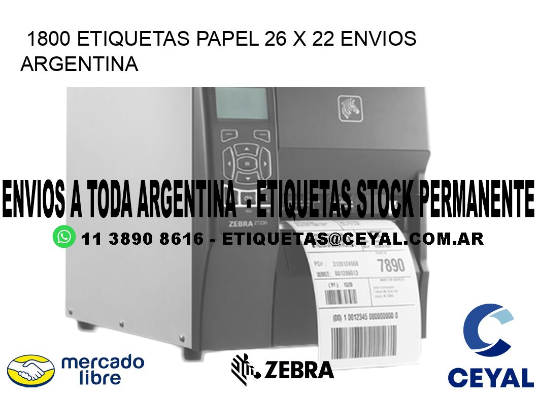 1800 ETIQUETAS PAPEL 26 x 22 ENVIOS ARGENTINA