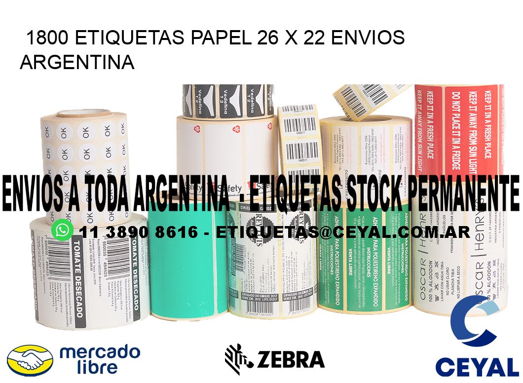 1800 ETIQUETAS PAPEL 26 x 22 ENVIOS ARGENTINA