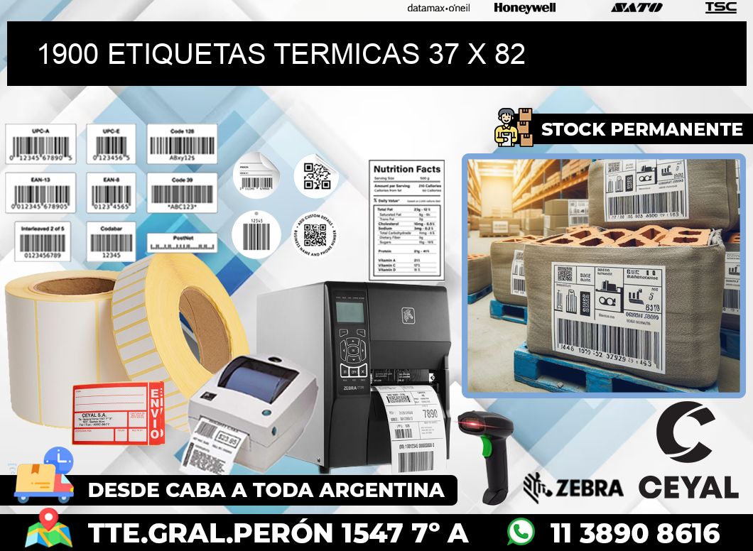 1900 ETIQUETAS TERMICAS 37 x 82