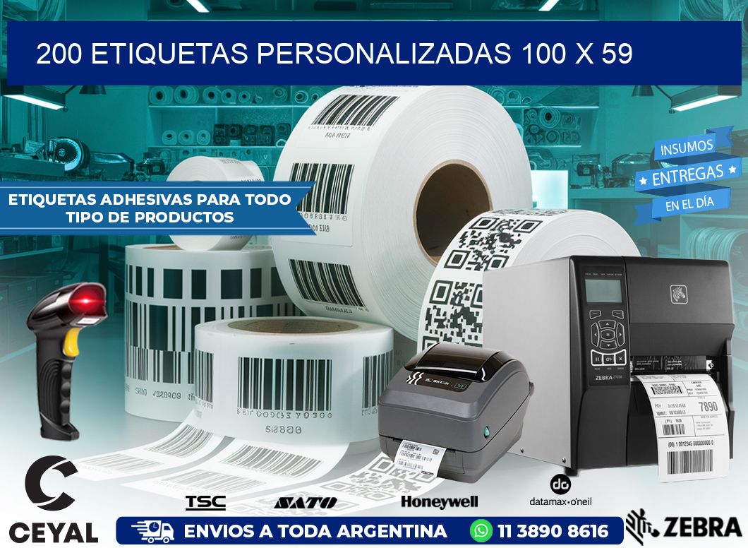 200 ETIQUETAS PERSONALIZADAS 100 x 59