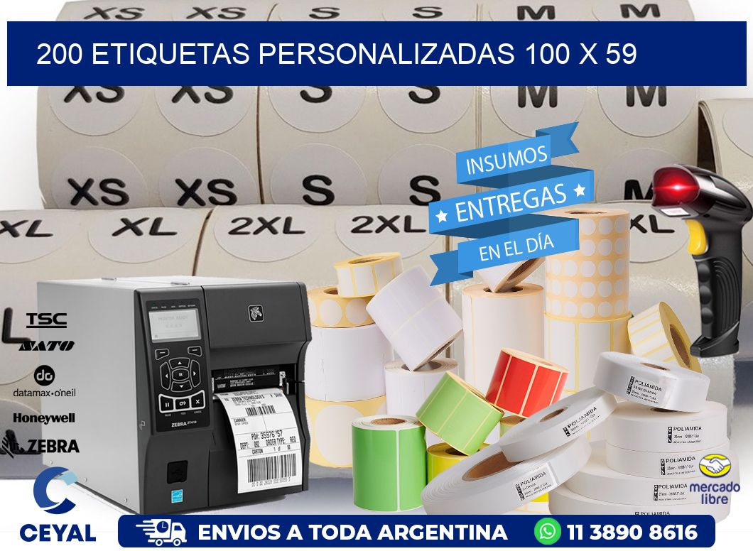 200 ETIQUETAS PERSONALIZADAS 100 x 59