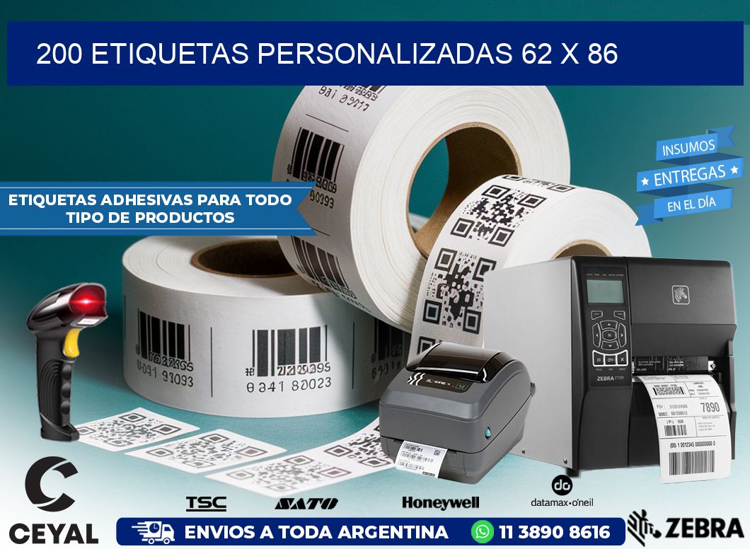 200 ETIQUETAS PERSONALIZADAS 62 x 86