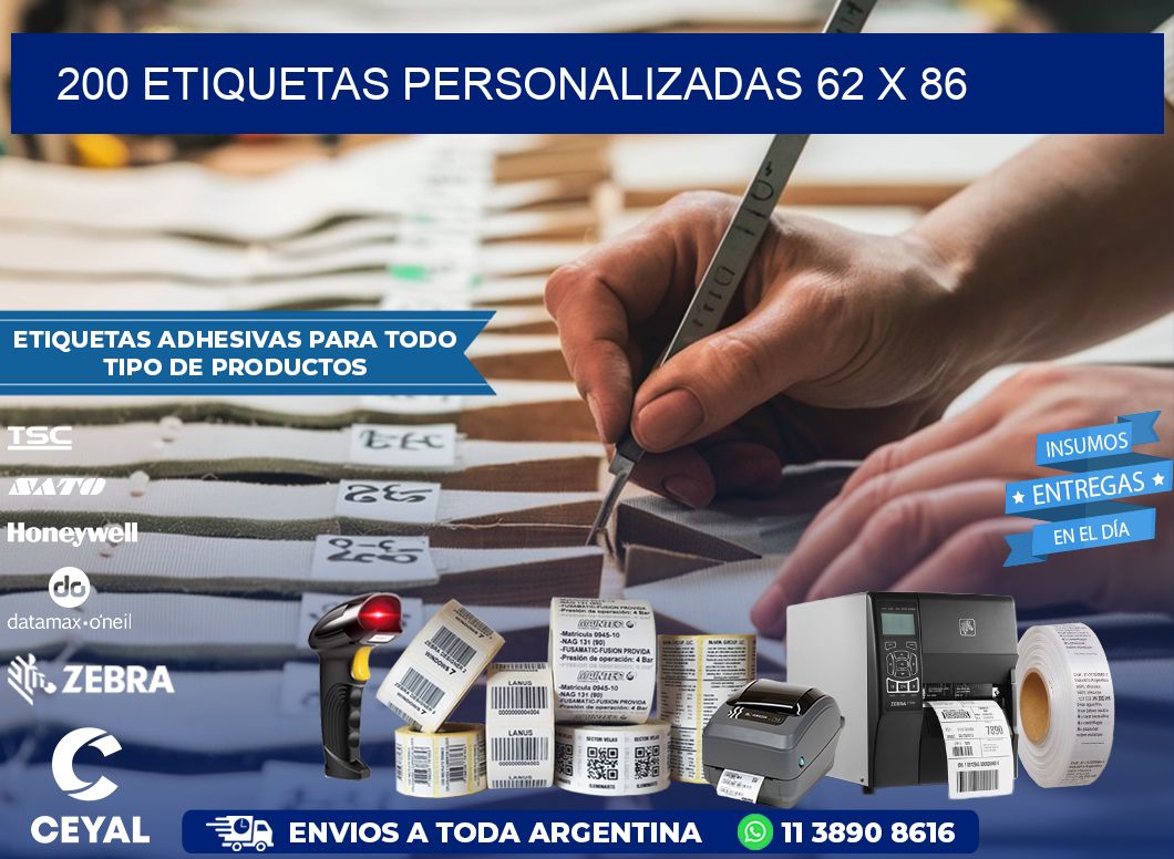 200 ETIQUETAS PERSONALIZADAS 62 x 86