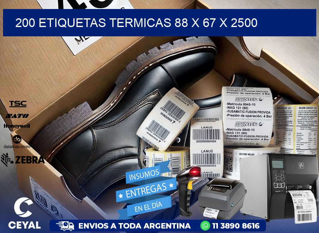 200 ETIQUETAS TERMICAS 88 x 67 x 2500