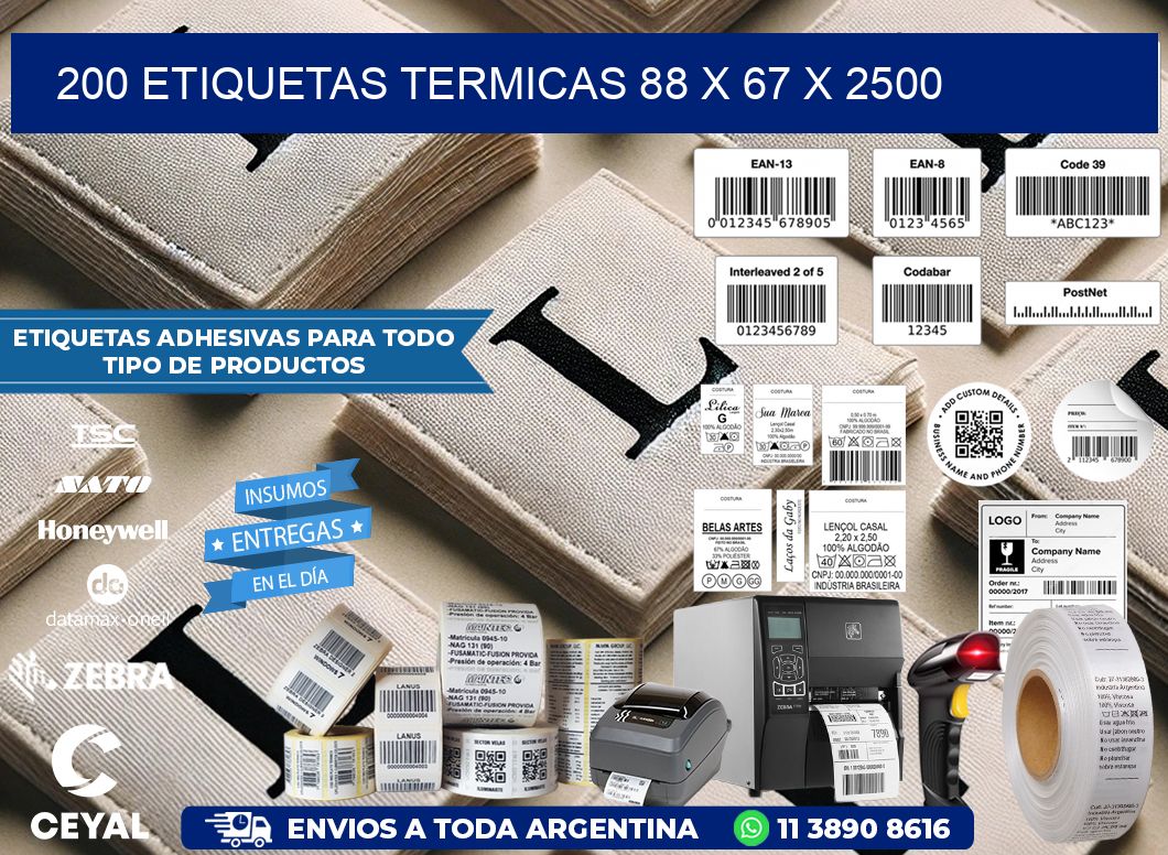 200 ETIQUETAS TERMICAS 88 x 67 x 2500