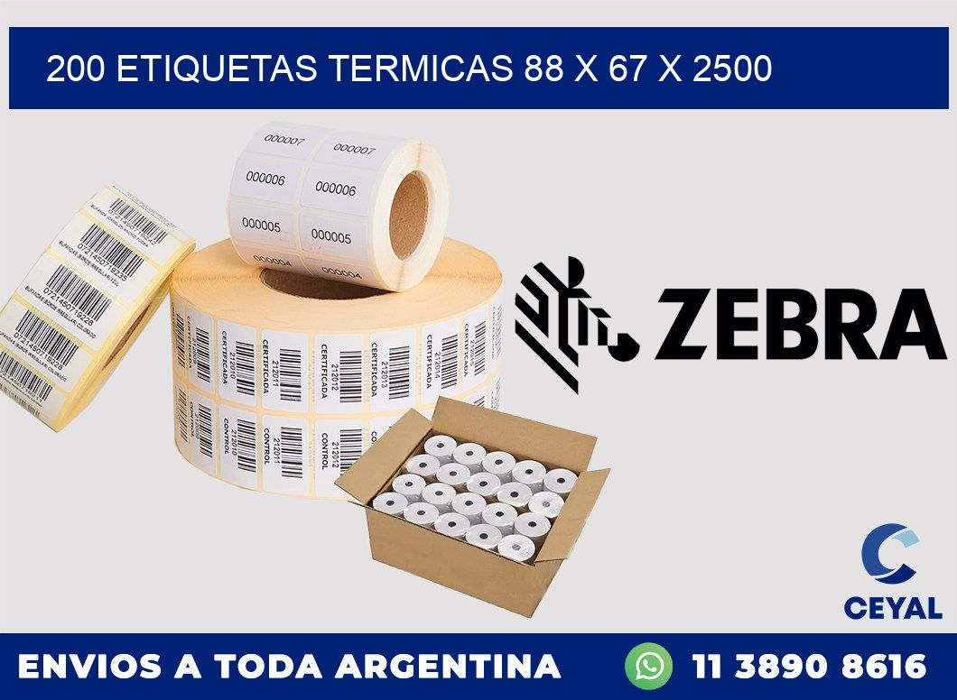 200 ETIQUETAS TERMICAS 88 x 67 x 2500