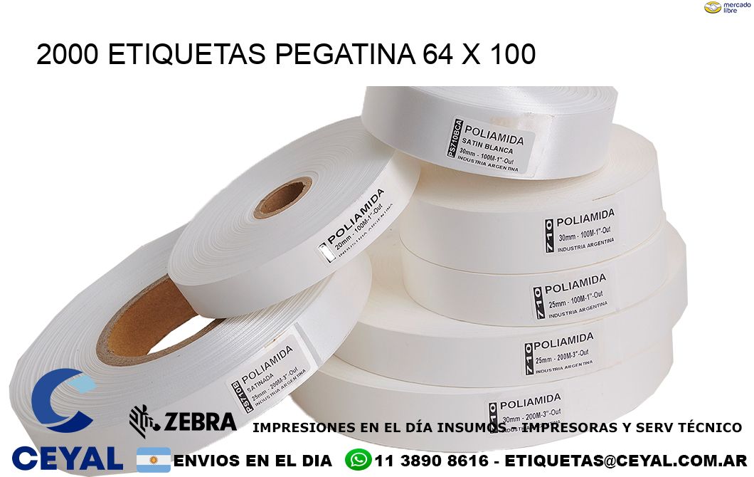 2000 ETIQUETAS PEGATINA 64 x 100