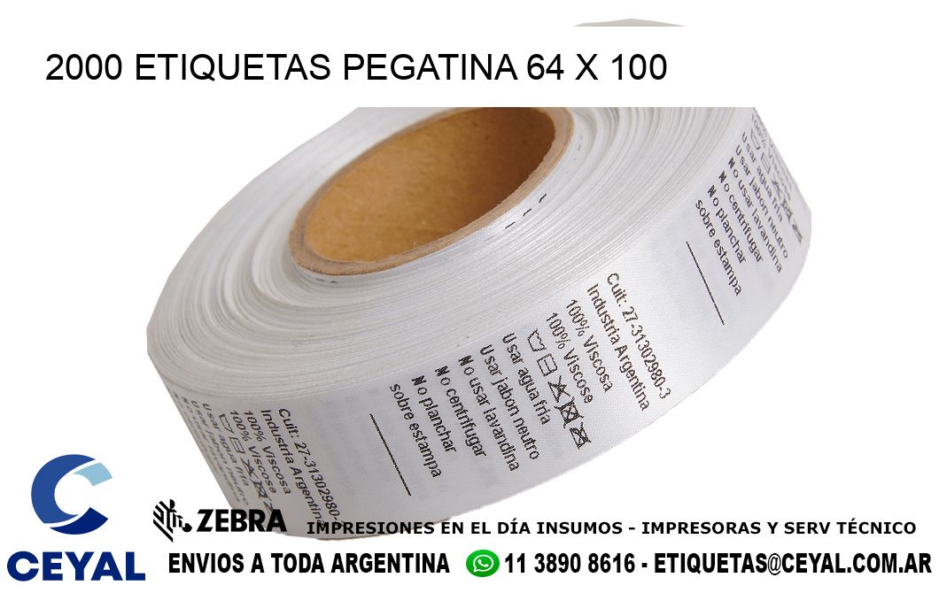 2000 ETIQUETAS PEGATINA 64 x 100