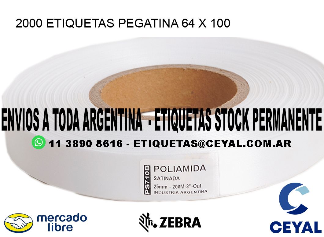 2000 ETIQUETAS PEGATINA 64 x 100