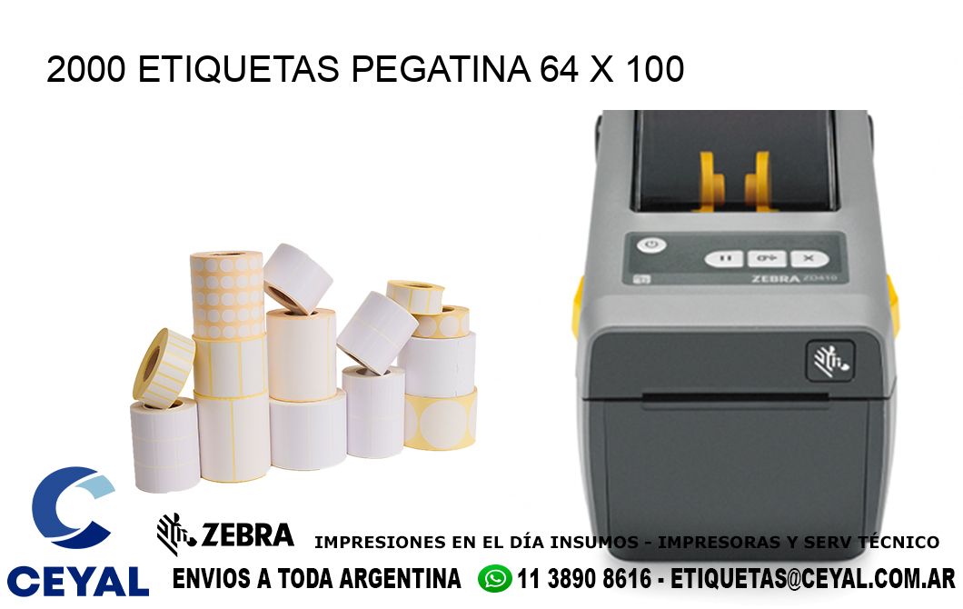 2000 ETIQUETAS PEGATINA 64 x 100