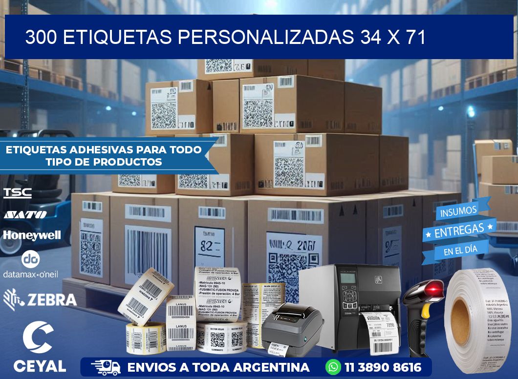 300 ETIQUETAS PERSONALIZADAS 34 x 71