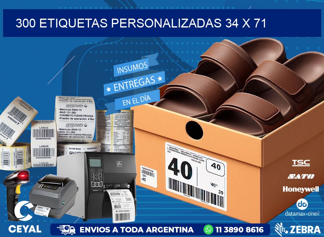 300 ETIQUETAS PERSONALIZADAS 34 x 71