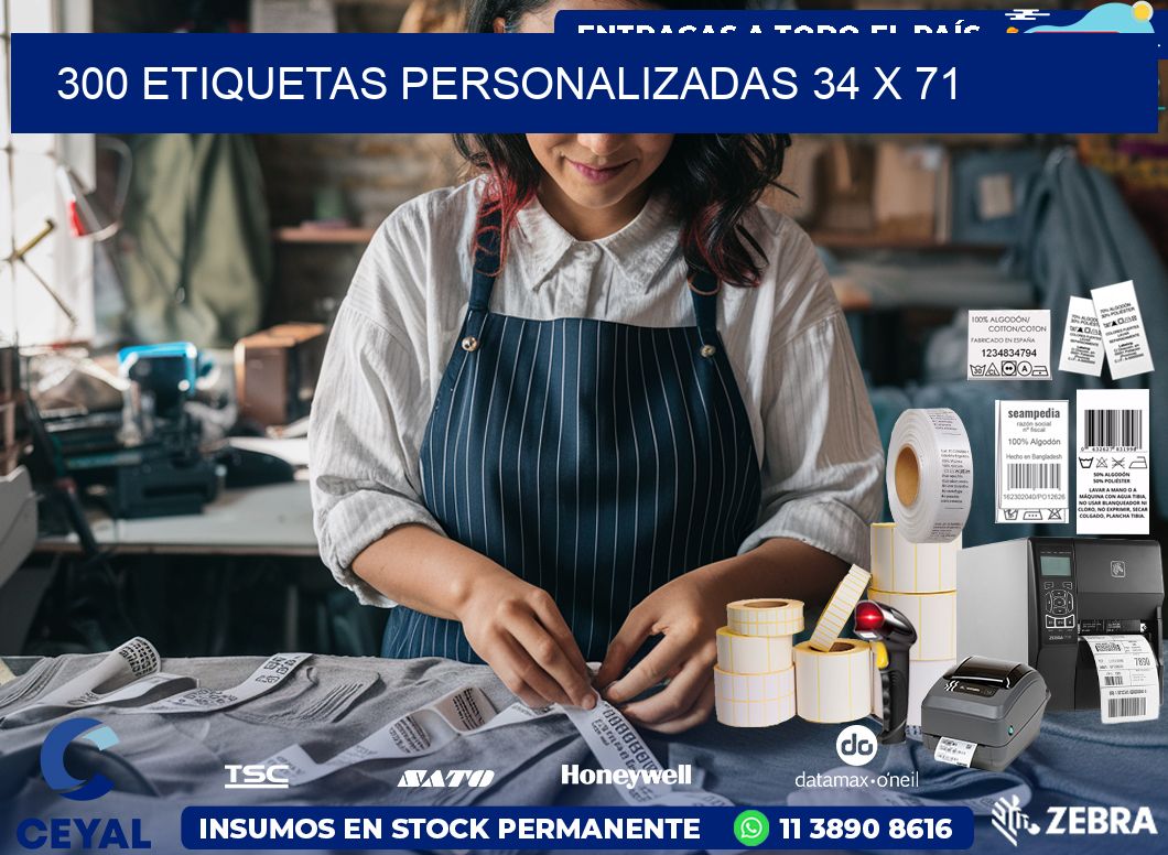 300 ETIQUETAS PERSONALIZADAS 34 x 71