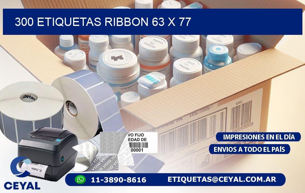 300 ETIQUETAS RIBBON 63 x 77