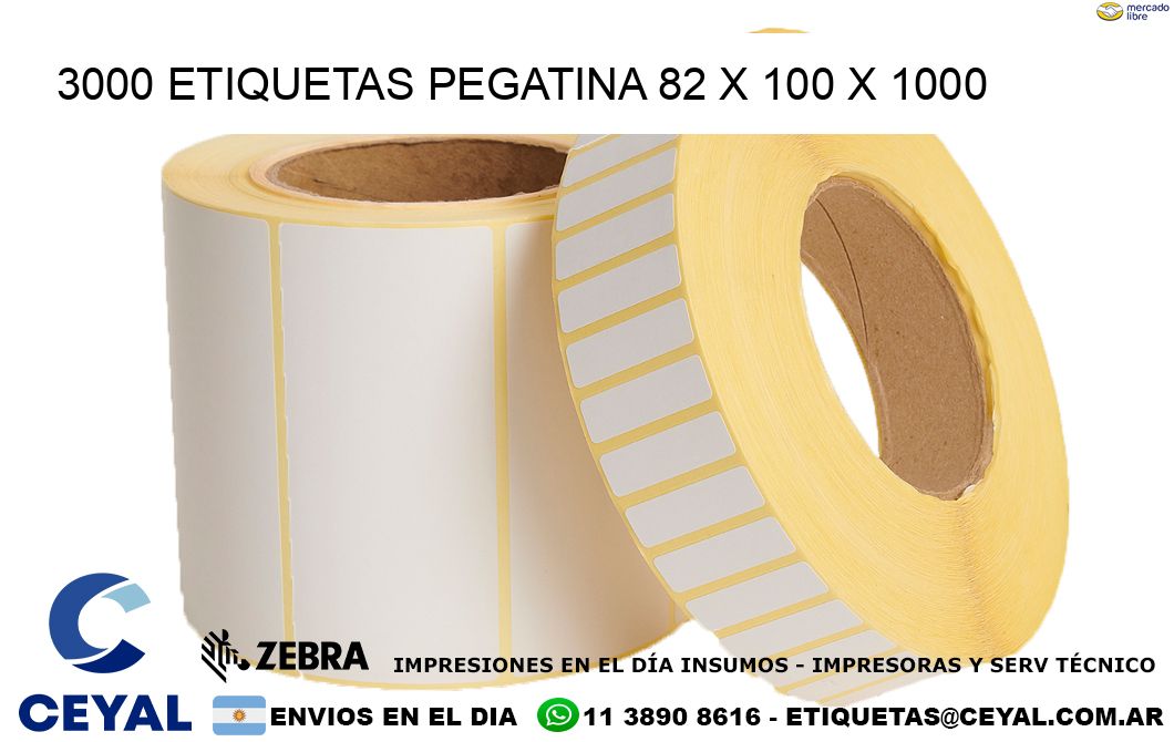 3000 ETIQUETAS PEGATINA 82 x 100 x 1000