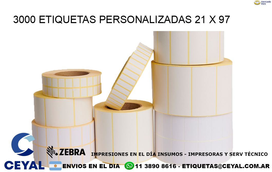 3000 ETIQUETAS PERSONALIZADAS 21 x 97