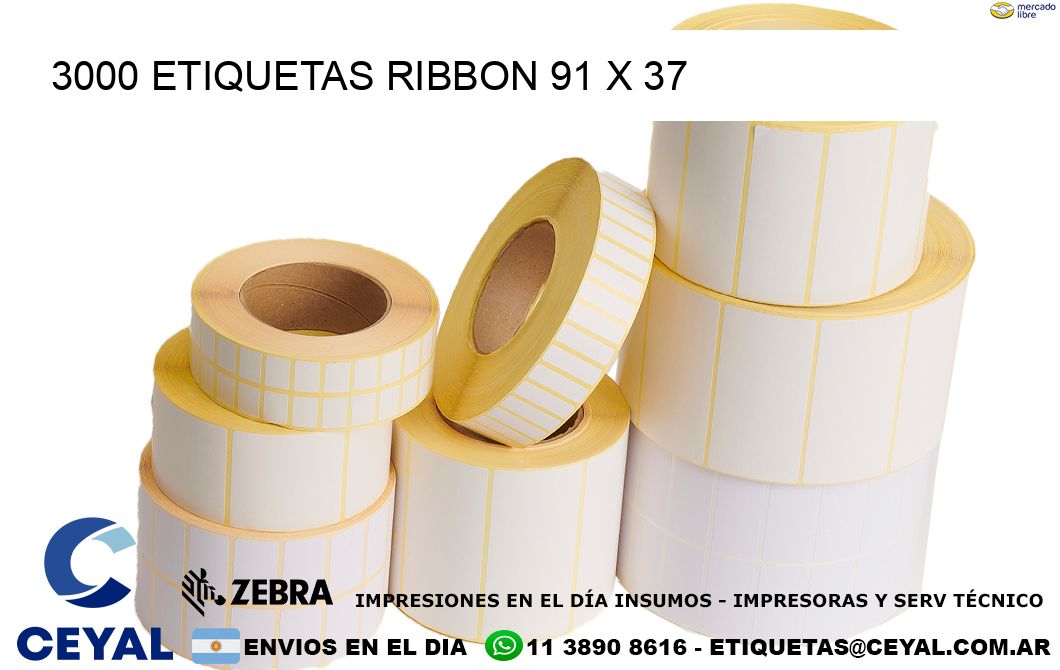 3000 ETIQUETAS RIBBON 91 x 37