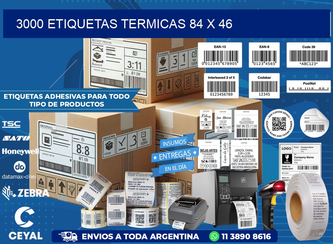 3000 ETIQUETAS TERMICAS 84 x 46