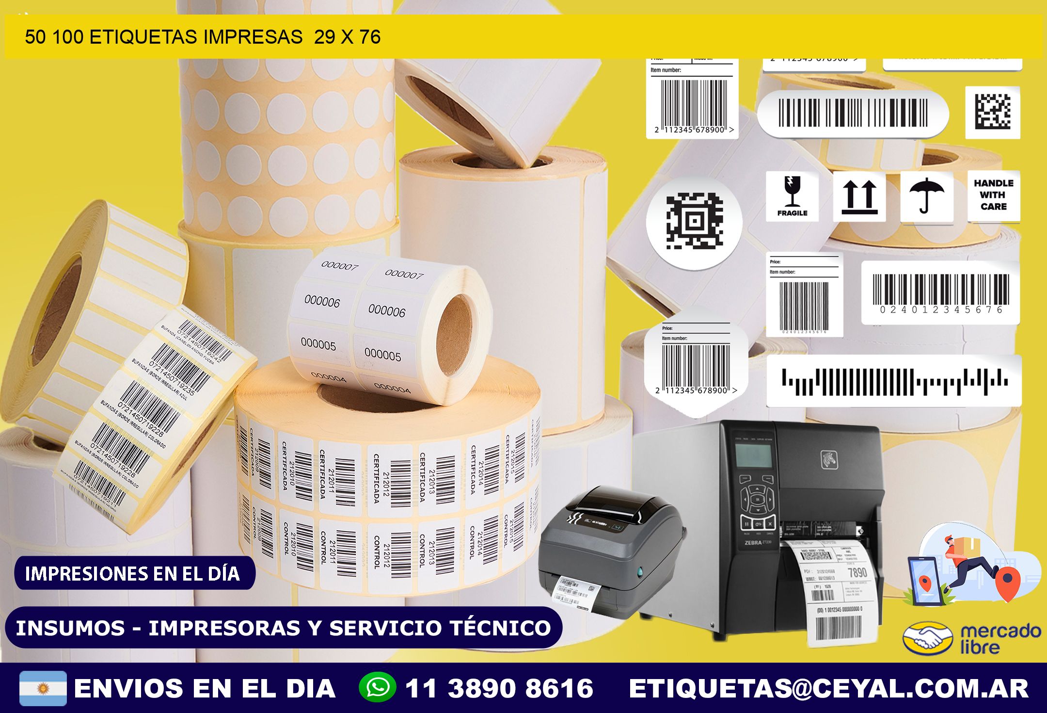 50 100 ETIQUETAS IMPRESAS  29 x 76