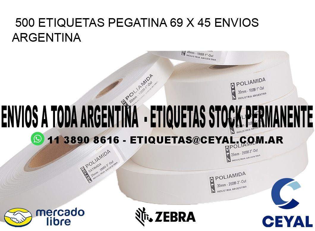 500 ETIQUETAS PEGATINA 69 x 45 ENVIOS ARGENTINA