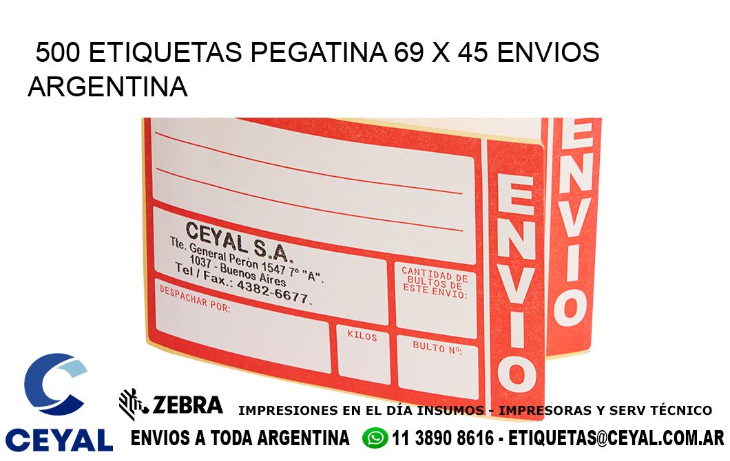 500 ETIQUETAS PEGATINA 69 x 45 ENVIOS ARGENTINA