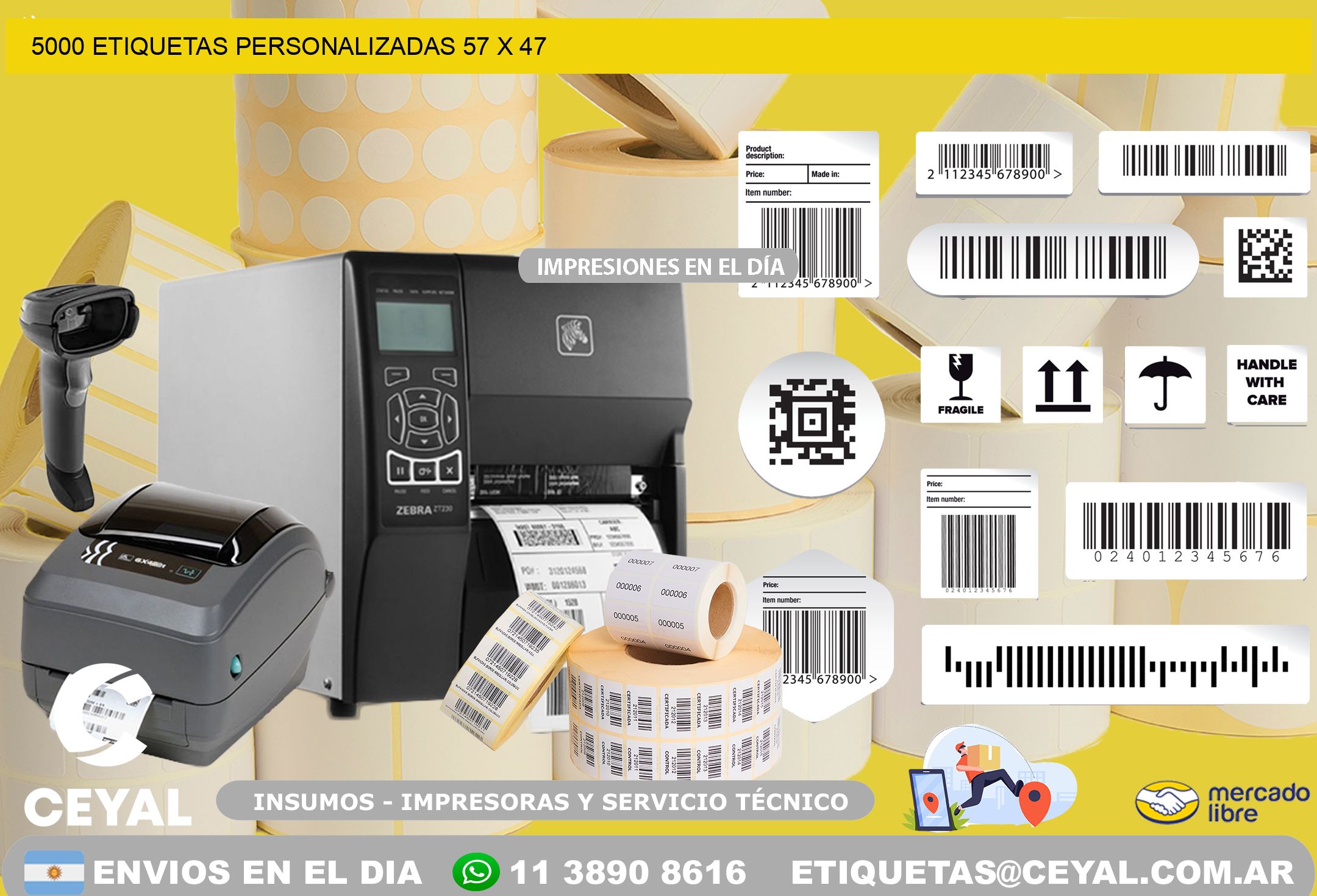 5000 ETIQUETAS PERSONALIZADAS 57 x 47