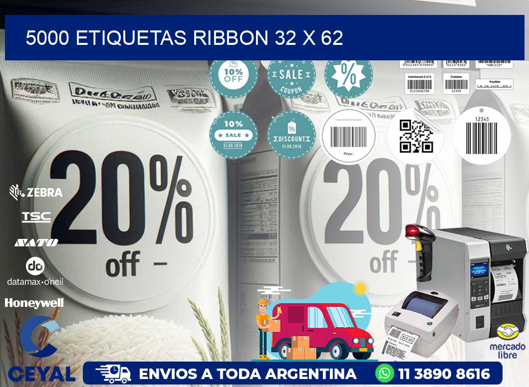 5000 ETIQUETAS RIBBON 32 x 62