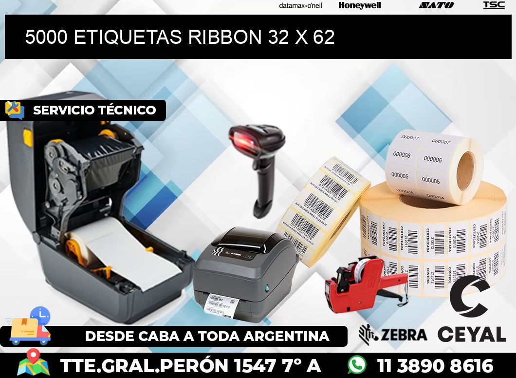 5000 ETIQUETAS RIBBON 32 x 62