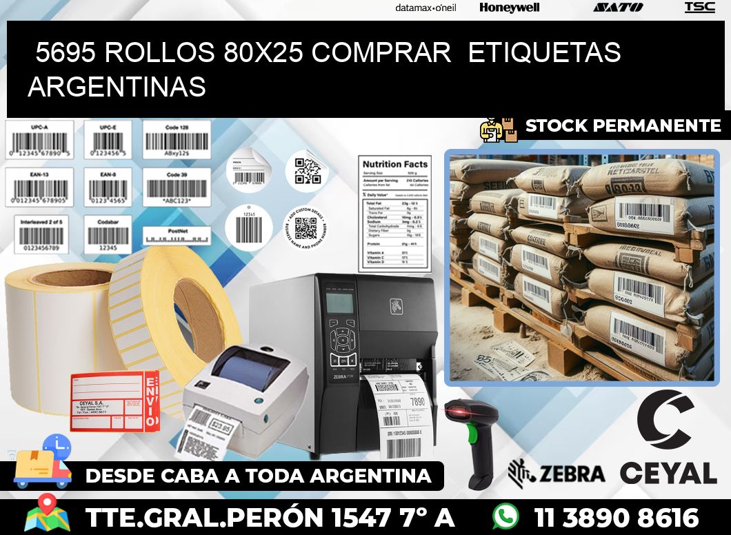 5695 ROLLOS 80X25 COMPRAR  ETIQUETAS ARGENTINAS