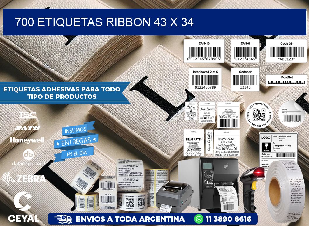 700 ETIQUETAS RIBBON 43 x 34