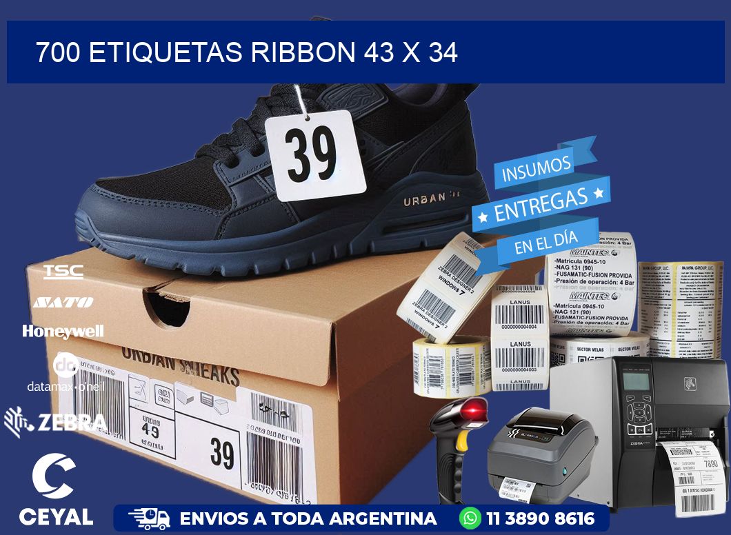 700 ETIQUETAS RIBBON 43 x 34