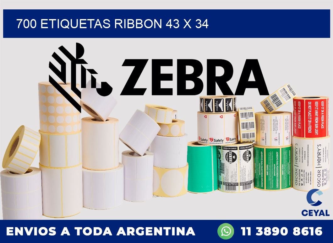 700 ETIQUETAS RIBBON 43 x 34