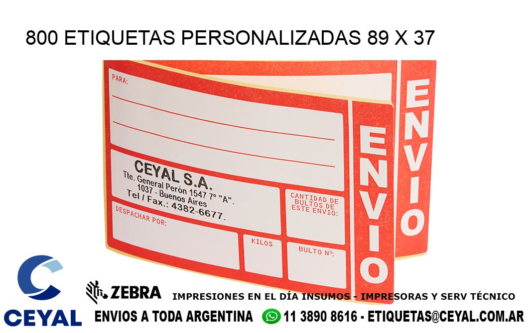 800 ETIQUETAS PERSONALIZADAS 89 x 37