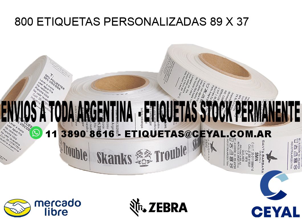 800 ETIQUETAS PERSONALIZADAS 89 x 37