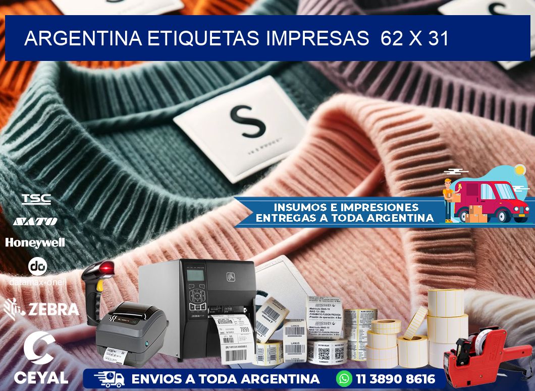 ARGENTINA ETIQUETAS IMPRESAS  62 x 31