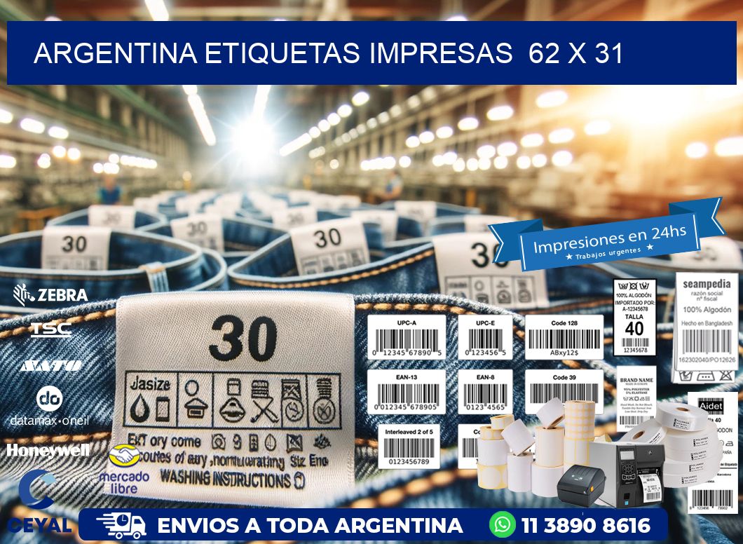 ARGENTINA ETIQUETAS IMPRESAS  62 x 31