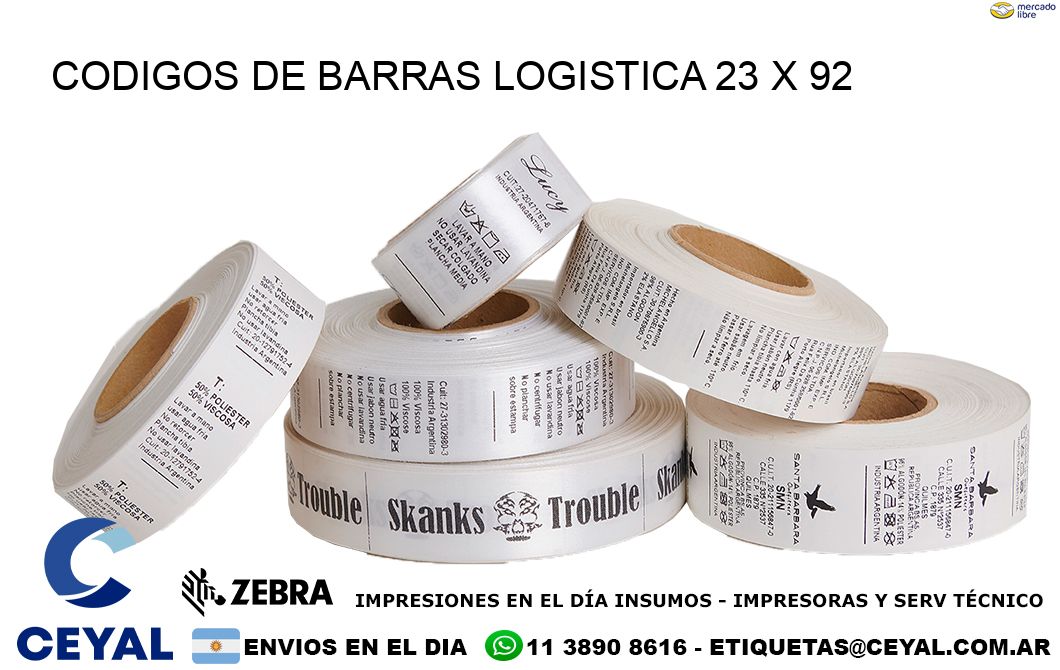 CODIGOS DE BARRAS LOGISTICA 23 x 92