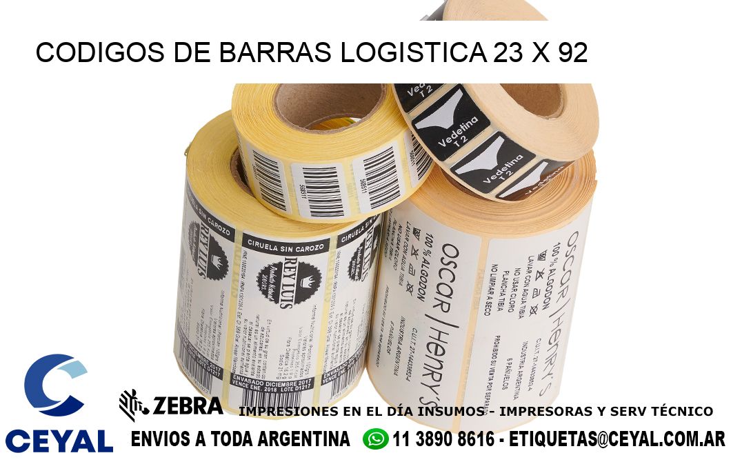 CODIGOS DE BARRAS LOGISTICA 23 x 92