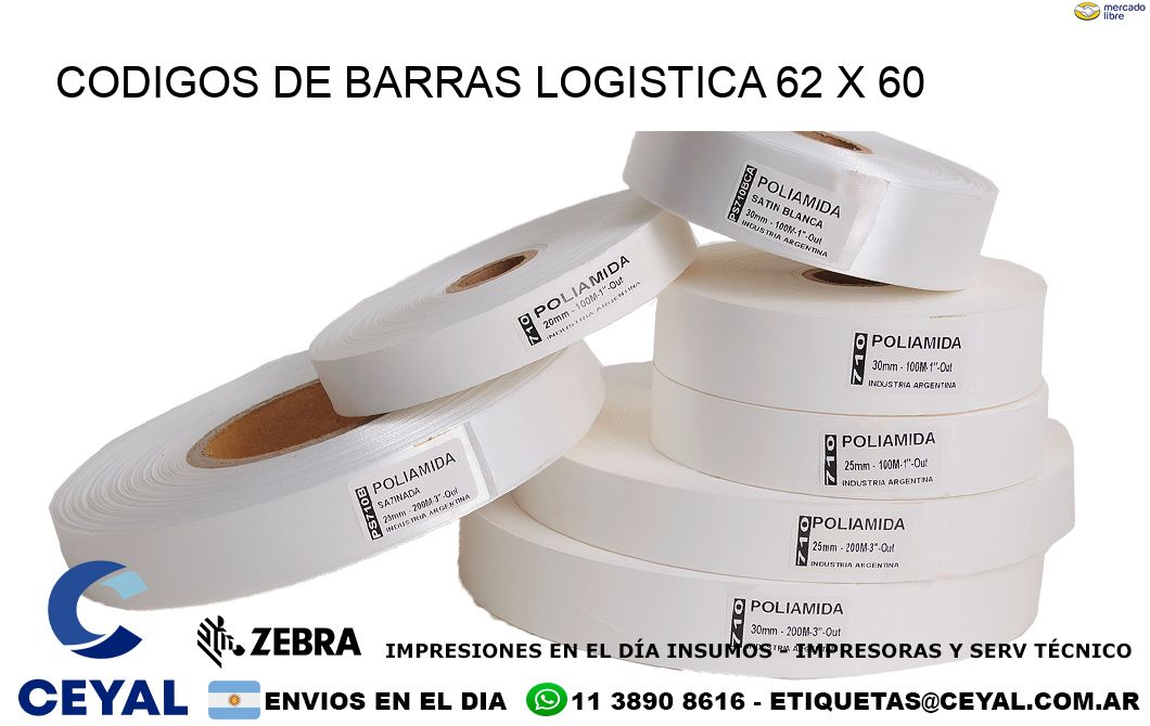 CODIGOS DE BARRAS LOGISTICA 62 x 60