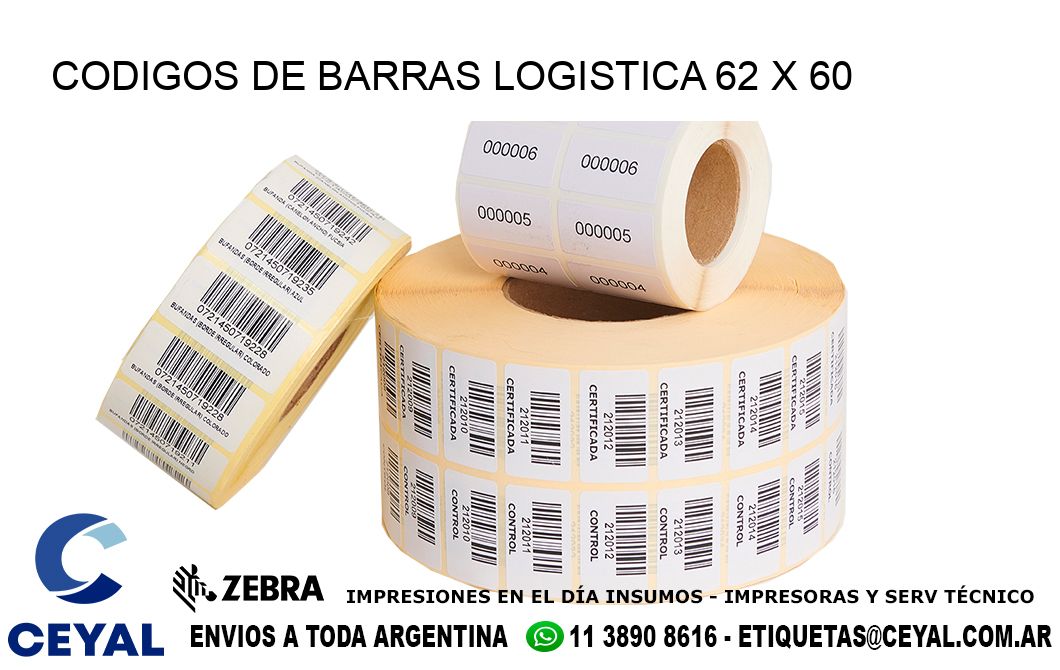 CODIGOS DE BARRAS LOGISTICA 62 x 60