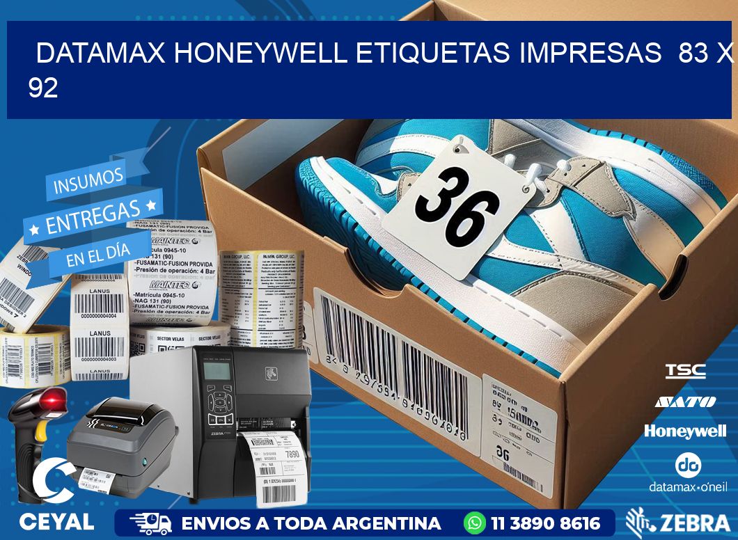 DATAMAX HONEYWELL ETIQUETAS IMPRESAS  83 x 92