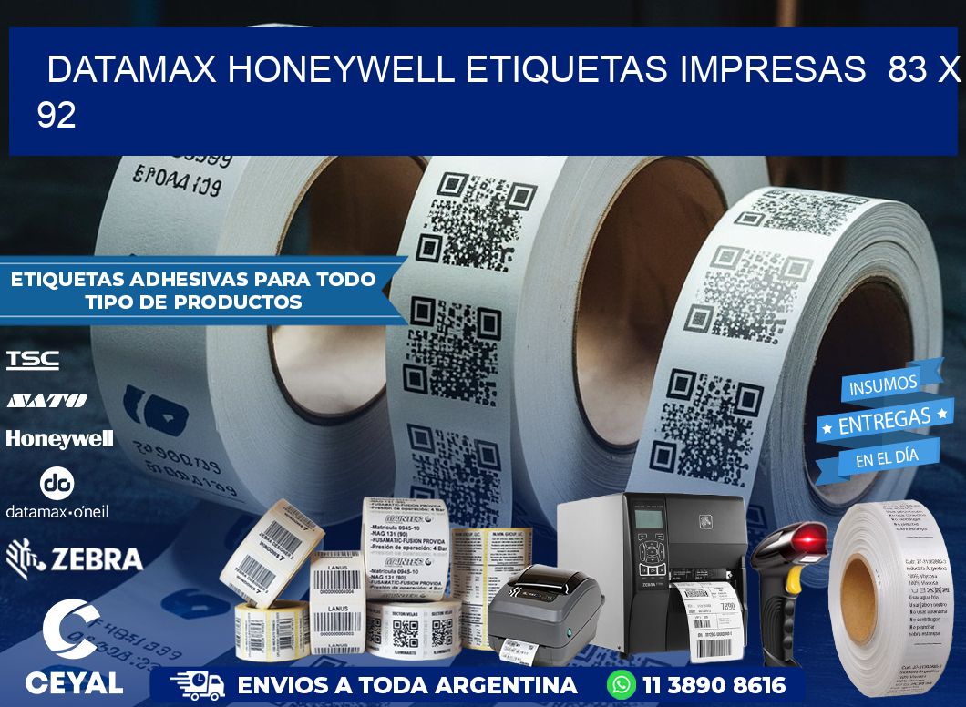 DATAMAX HONEYWELL ETIQUETAS IMPRESAS  83 x 92