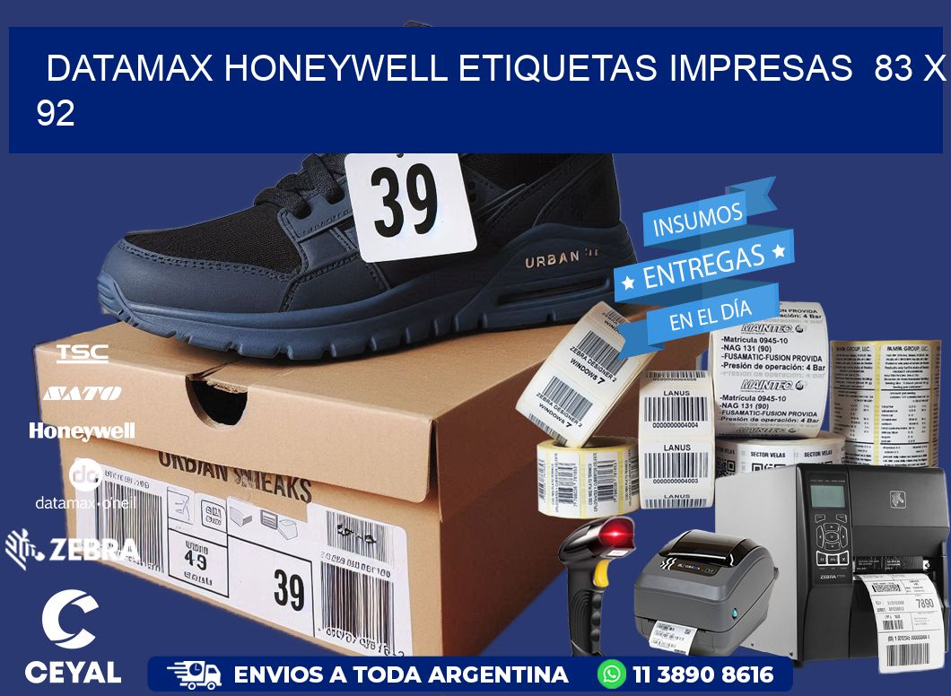 DATAMAX HONEYWELL ETIQUETAS IMPRESAS  83 x 92