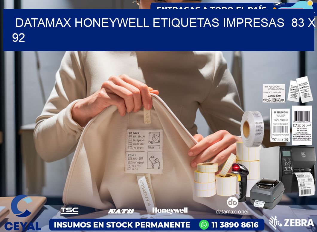 DATAMAX HONEYWELL ETIQUETAS IMPRESAS  83 x 92